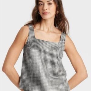a new day Black and White Gingham Tank Top